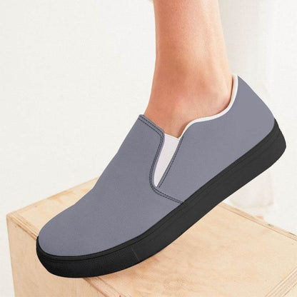 Medium-Light Neutral Indigo Women's Slip-On Canvas Sneakers (PUI2-NE-ML) - Woman CloseUp