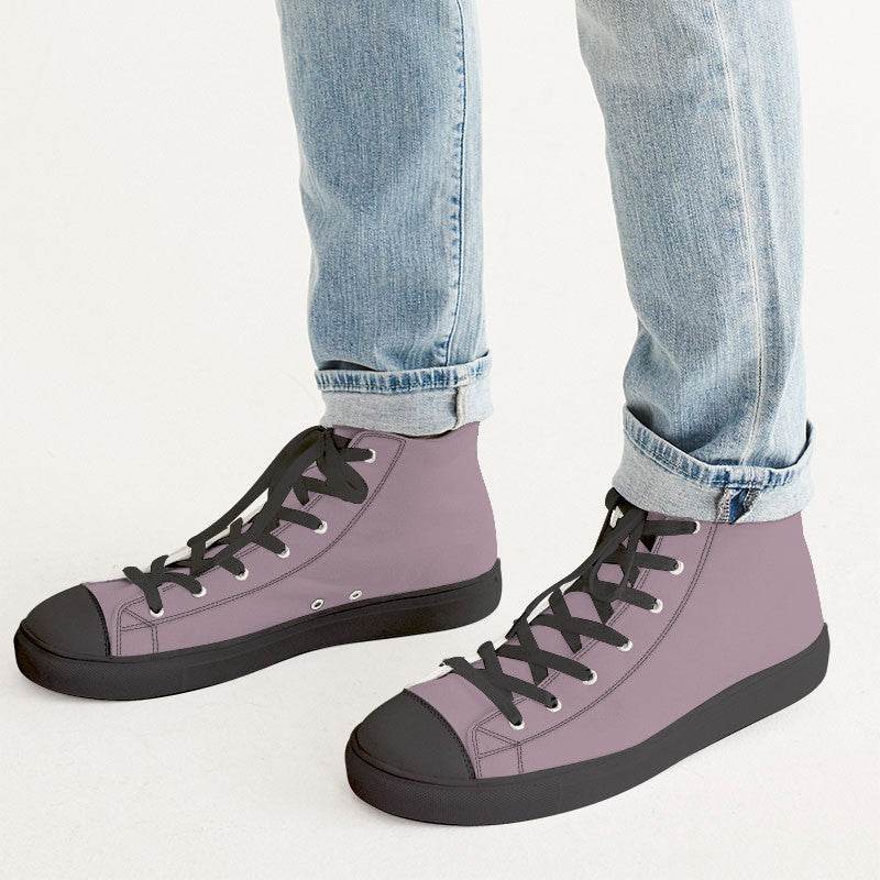 Medium-Light Neutral Magenta Men's High-Top Canvas Sneakers (PIM2-NE-ML) - Man CloseUp