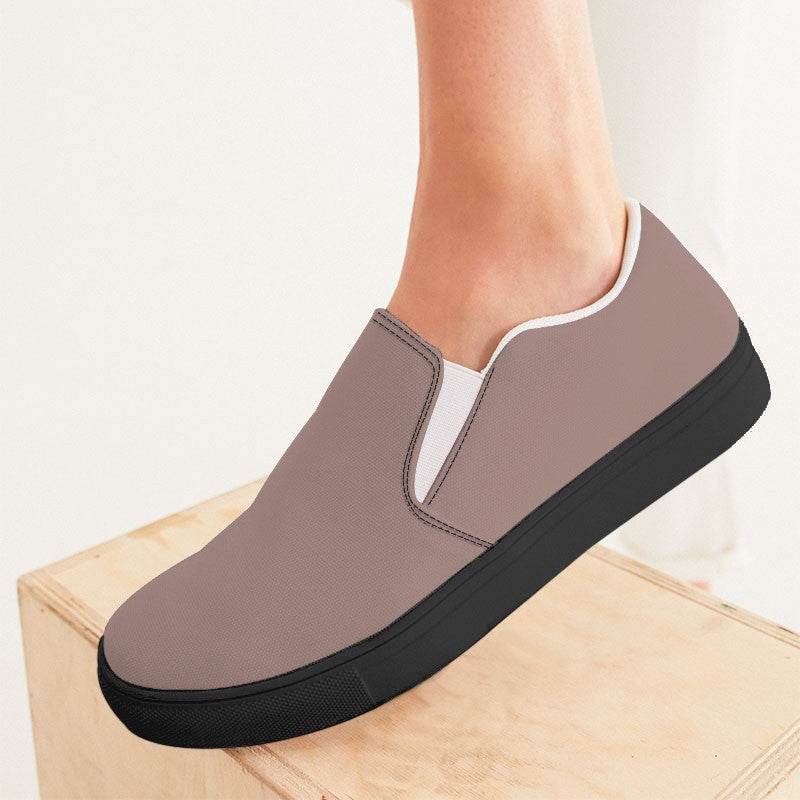 Medium-Light Neutral Red Women's Slip-On Canvas Sneakers (R-NE-ML) - Woman CloseUp