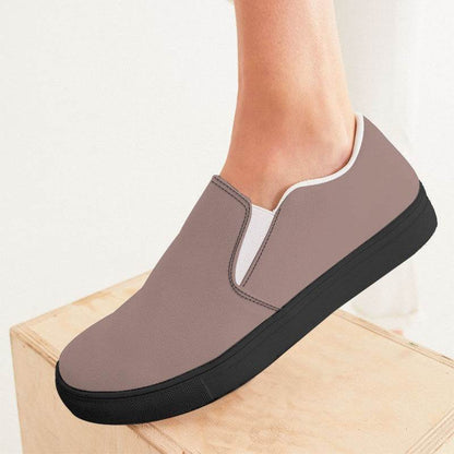 Medium-Light Neutral Red Women's Slip-On Canvas Sneakers (R-NE-ML) - Woman CloseUp