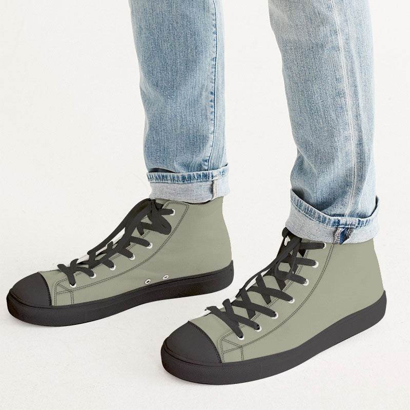 Medium-Light Neutral Yellow Men's High-Top Canvas Sneakers (LY2-NE-ML) - Man CloseUp