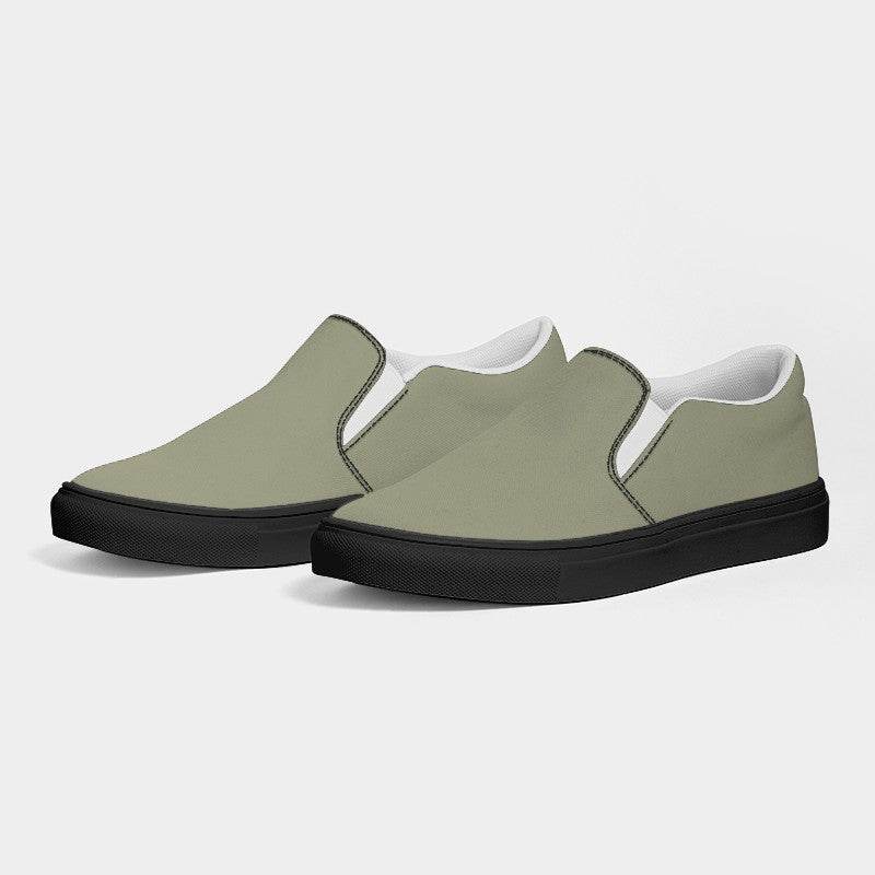 Medium-Light Neutral Yellow Men's Slip-On Canvas Sneakers (LY2-NE-ML) - Side 3