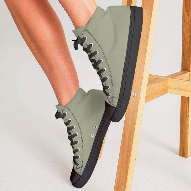 Medium-Light Neutral Yellow Women's High-Top Canvas Sneakers (LY2-NE-ML) - Woman CloseUp