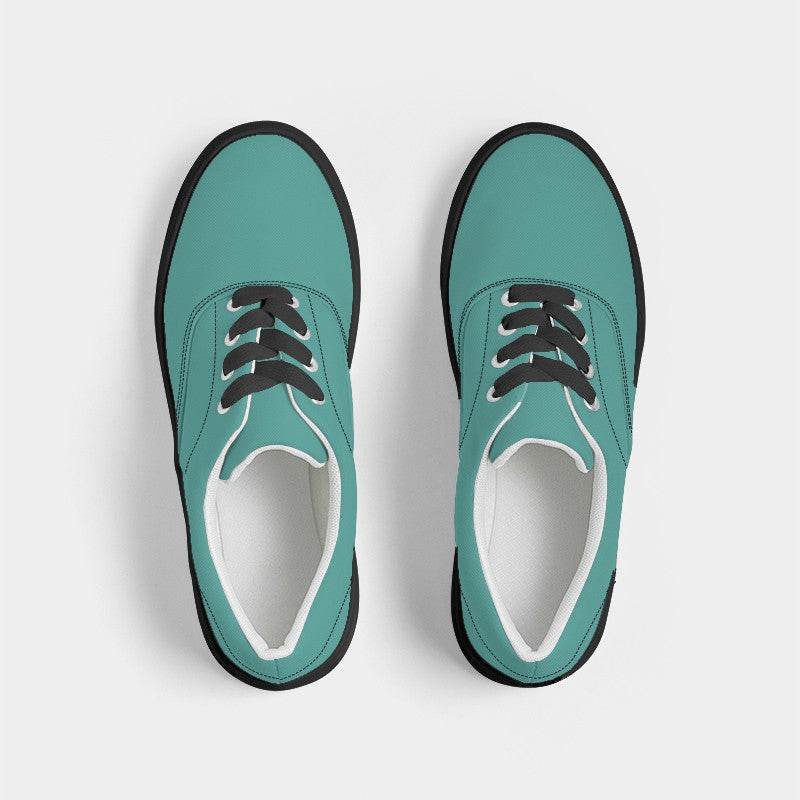 Medium Blue-Green Men's Canvas Sneakers (CBG3-ME-ME) - Top
