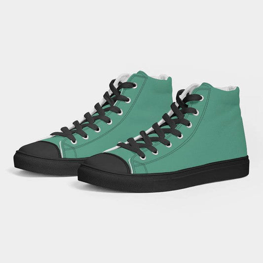 Medium Blue-Green Men's High-Top Canvas Sneakers (BGG1-ME-ME) - Side 3