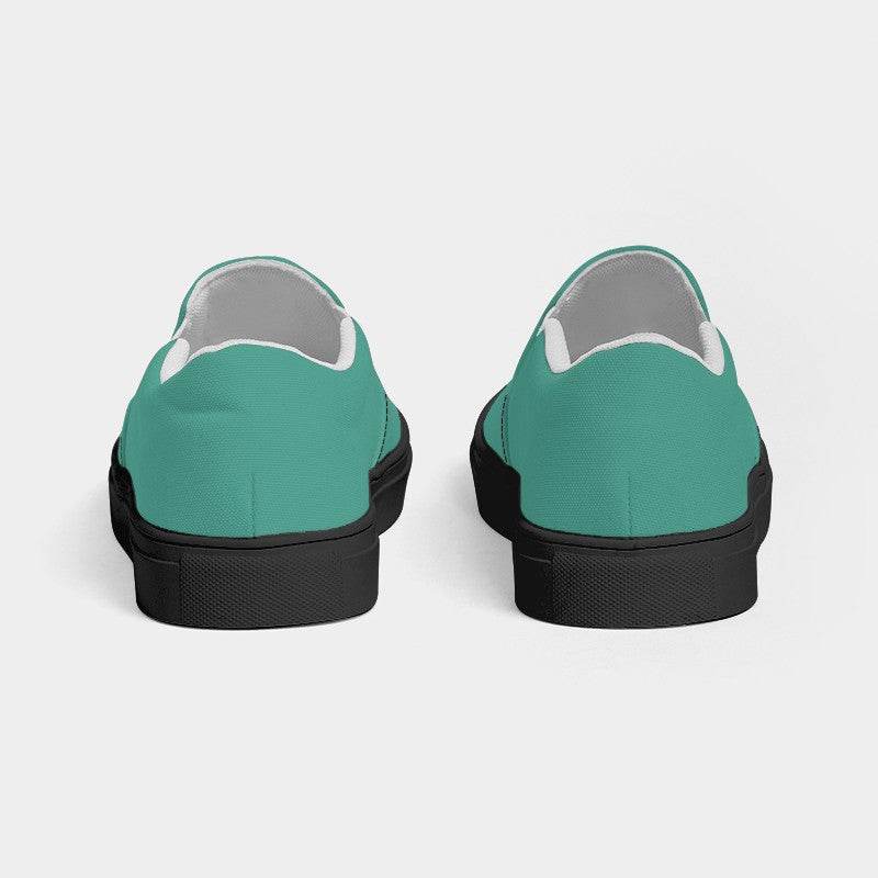 Medium Blue-Green Men's Slip-On Canvas Sneakers (BG-ME-ME) - Back
