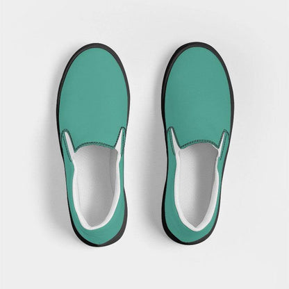 Medium Blue-Green Men's Slip-On Canvas Sneakers (BG-ME-ME) - Top