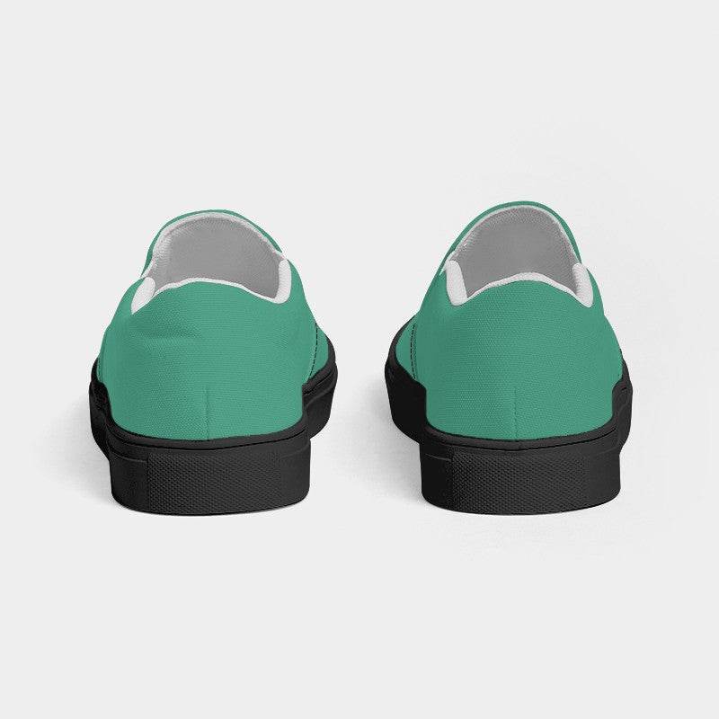 Medium Blue-Green Men's Slip-On Canvas Sneakers (BGG1-ME-ME) - Back