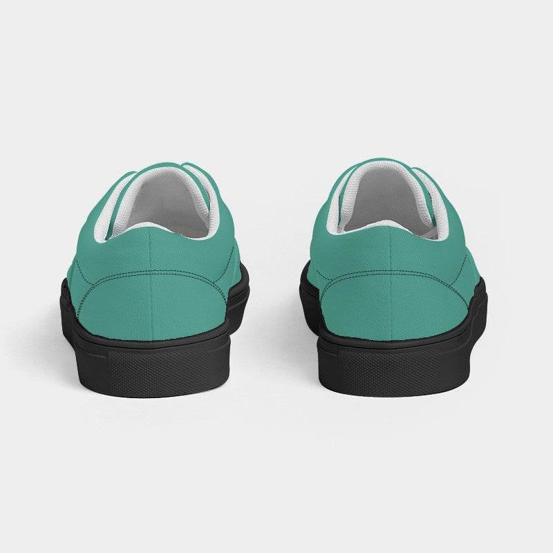Medium Blue-Green Women's Canvas Sneakers (BG-ME-ME) - Back