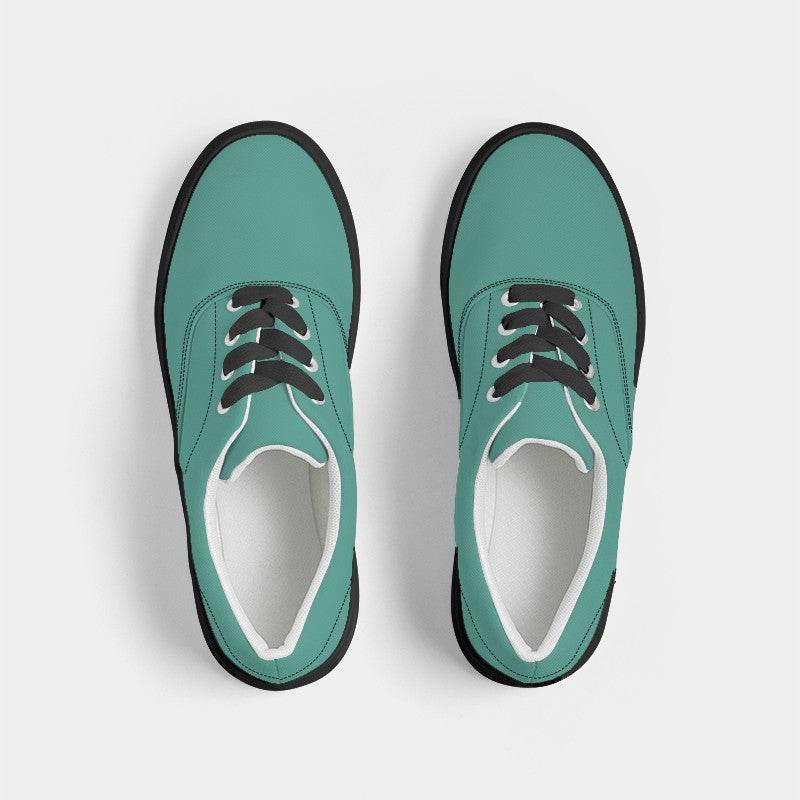 Medium Blue-Green Women's Canvas Sneakers (BG-ME-ME) - Top
