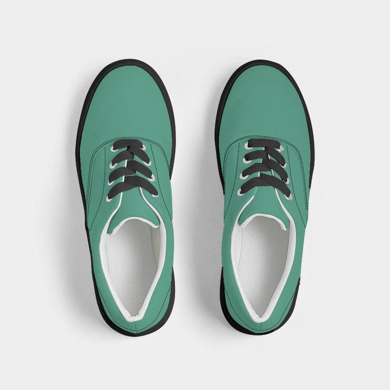 Medium Blue-Green Women's Canvas Sneakers (BGG1-ME-ME) - Top