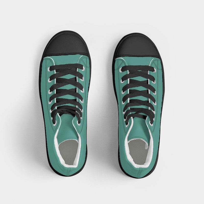 Medium Blue-Green Women's High-Top Canvas Sneakers (BG-ME-ME) - Top