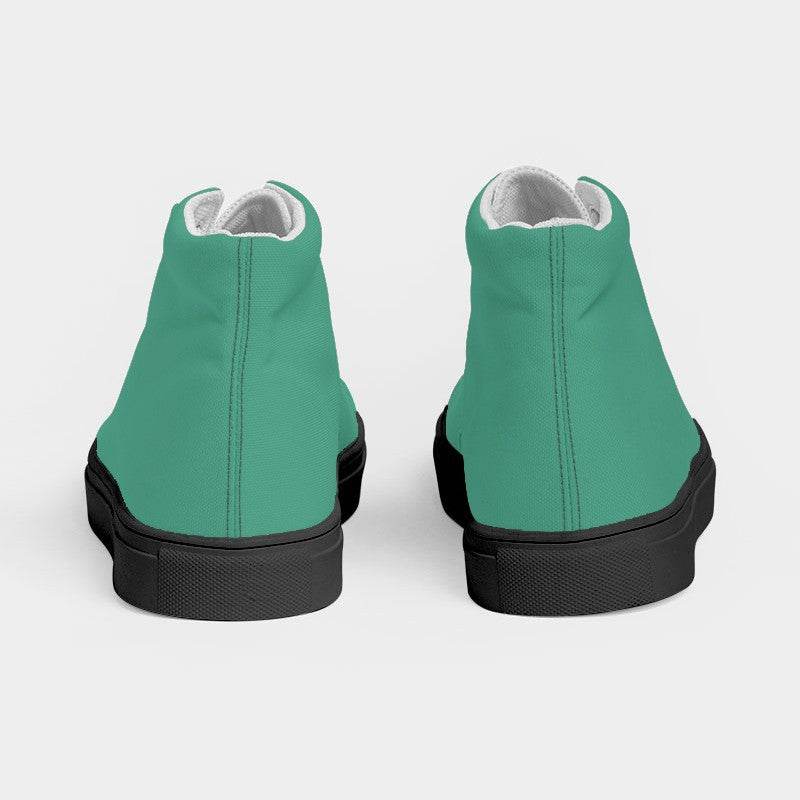 Medium Blue-Green Women's High-Top Canvas Sneakers (BGG1-ME-ME) - Back