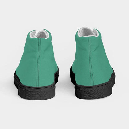 Medium Blue-Green Women's High-Top Canvas Sneakers (BGG1-ME-ME) - Back