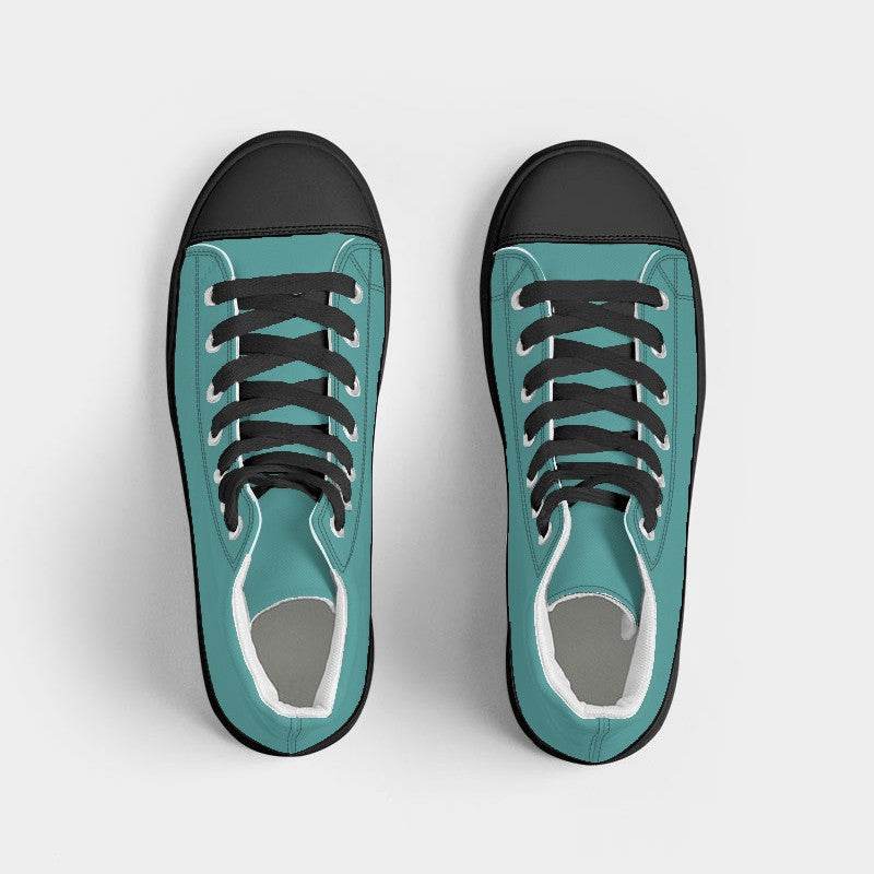 Medium Blue-Green Women's High-Top Canvas Sneakers (CBG2-ME-ME) - Top