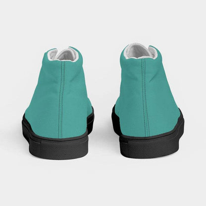 Medium Blue-Green Women's High-Top Canvas Sneakers (CBG3-ME-ME) - Back