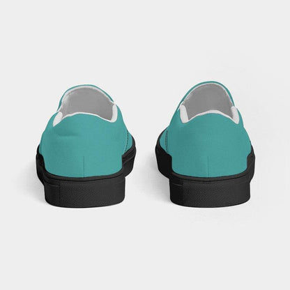 Medium Blue-Green Women's Slip-On Canvas Sneakers (CBG2-ME-ME) - Back