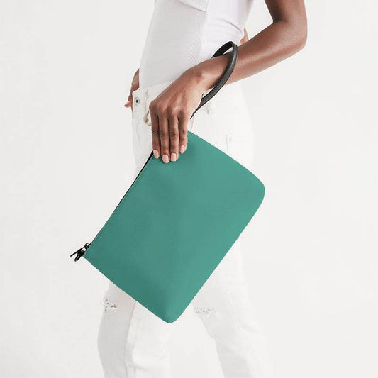 Medium Blue-Green Zip Pouch (BG-ME-ME) - Side Holding