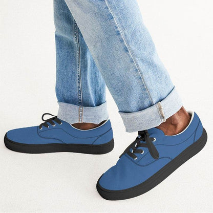 Medium Blue Men's Canvas Sneakers (IB2-ME-ME) - Man CloseUp