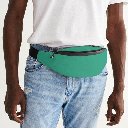 Medium Clear Blue-Green Belt Bag (BGG1-CL-ME) - Man Front CloseUp