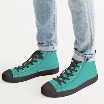 Medium Clear Blue-Green Men's High-Top Canvas Sneakers (CBG3-CL-ME) - Man CloseUp