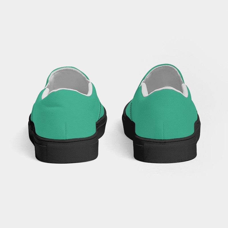 Medium Clear Blue-Green Men's Slip-On Canvas Sneakers (BGG1-CL-ME) - Back