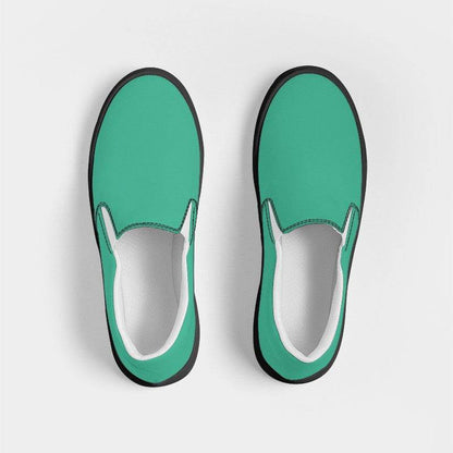 Medium Clear Blue-Green Men's Slip-On Canvas Sneakers (BGG1-CL-ME) - Top