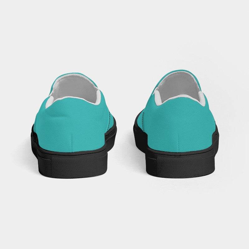 Medium Clear Blue-Green Men's Slip-On Canvas Sneakers (CBG2-CL-ME) - Back
