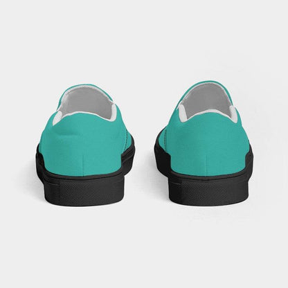 Medium Clear Blue-Green Men's Slip-On Canvas Sneakers (CBG3-CL-ME) - Back