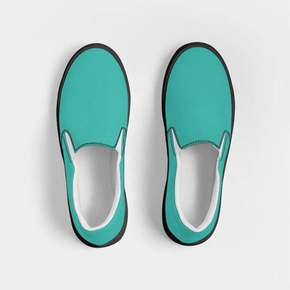 Medium Clear Blue-Green Men's Slip-On Canvas Sneakers (CBG3-CL-ME) - Top