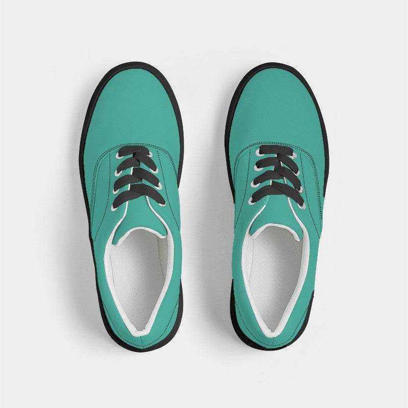 Medium Clear Blue-Green Women's Canvas Sneakers (BG-CL-ME) - Top
