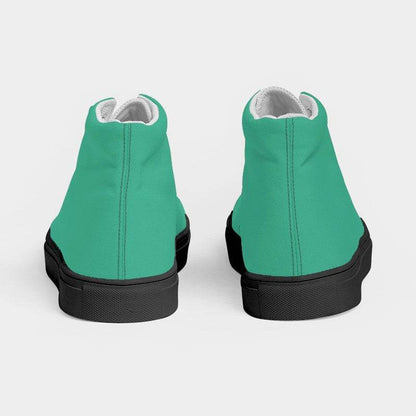 Medium Clear Blue-Green Women's High-Top Canvas Sneakers (BGG1-CL-ME) - Back