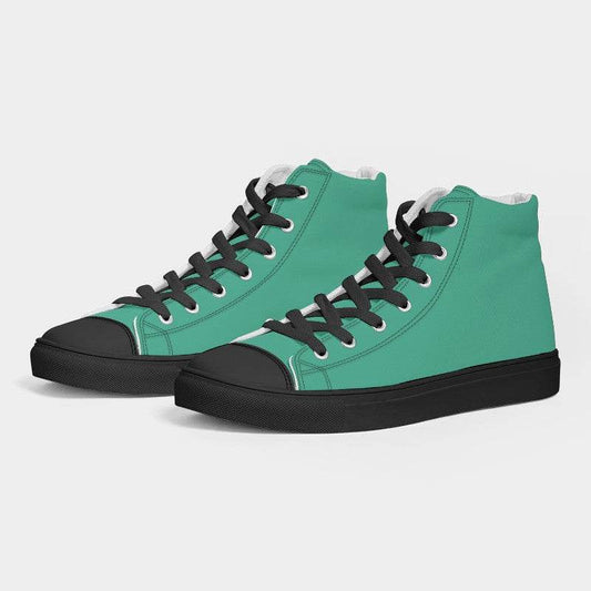 Medium Clear Blue-Green Women's High-Top Canvas Sneakers (BGG1-CL-ME) - Side 3