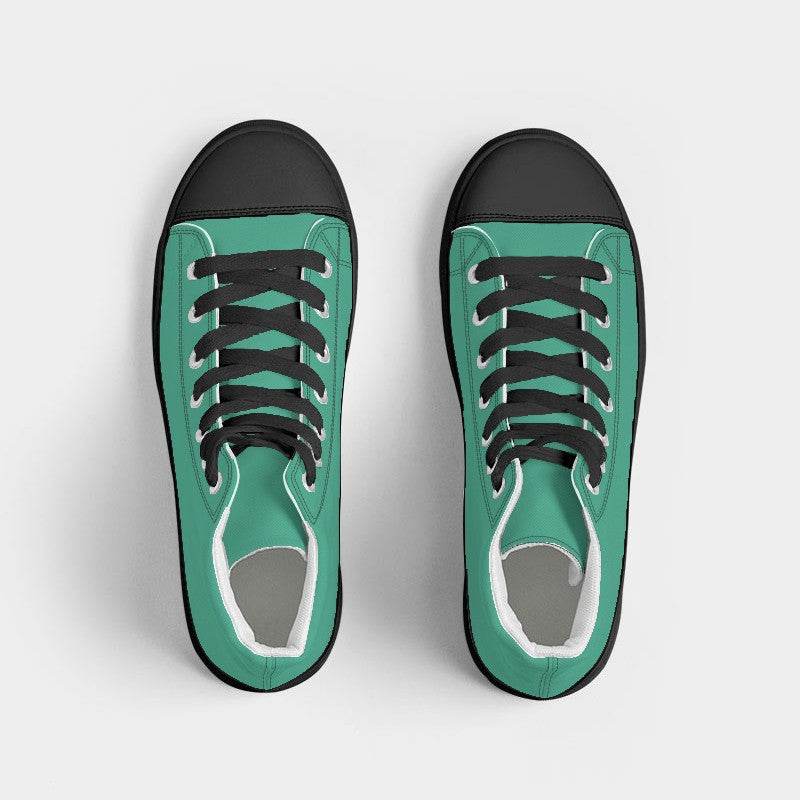 Medium Clear Blue-Green Women's High-Top Canvas Sneakers (BGG1-CL-ME) - Top