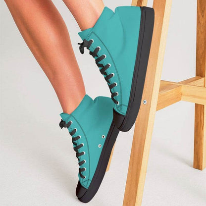 Medium Clear Blue-Green Women's High-Top Canvas Sneakers (CBG2-CL-ME) - Woman CloseUp