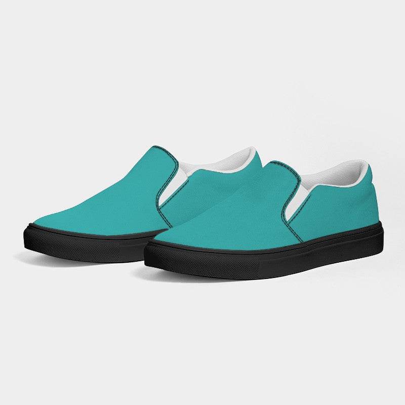 Medium Clear Blue-Green Women's Slip-On Canvas Sneakers (CBG2-CL-ME) - Side 3