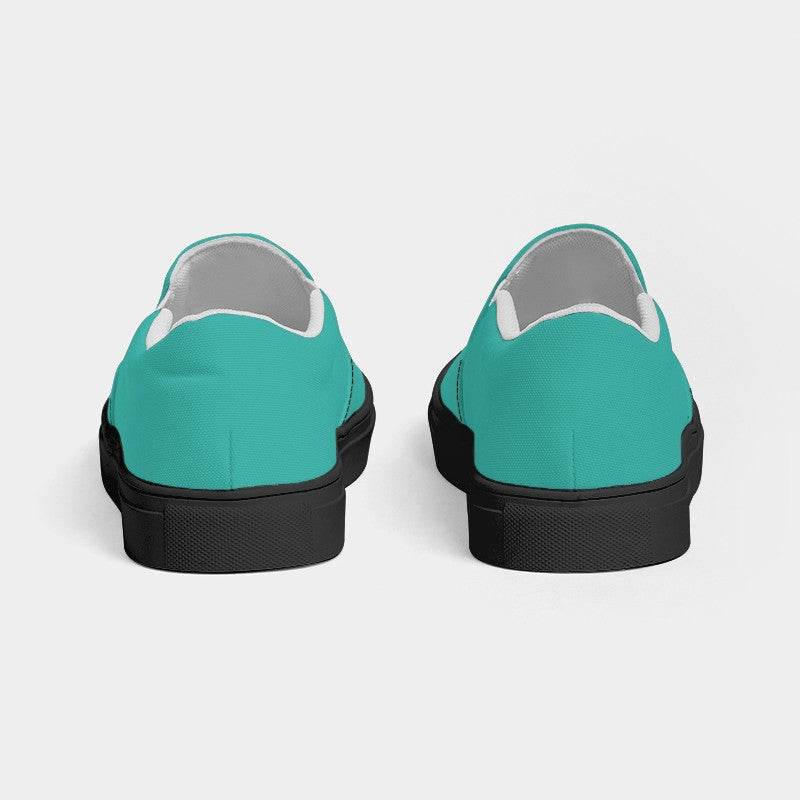 Medium Clear Blue-Green Women's Slip-On Canvas Sneakers (CBG3-CL-ME) - Back