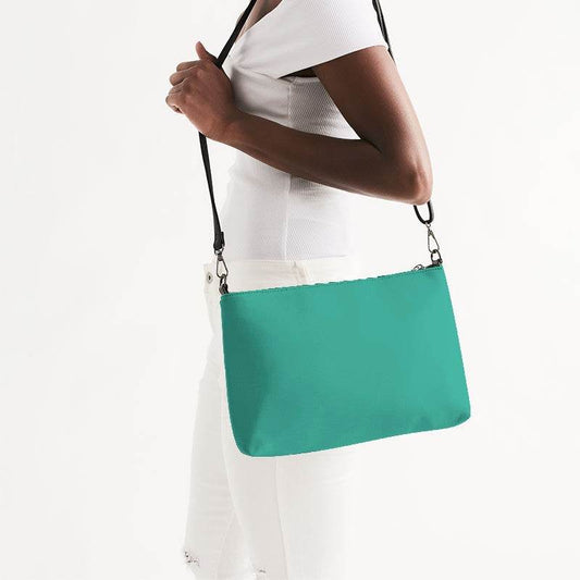 Medium Clear Blue-Green Zip Pouch (BG-CL-ME) - Side CloseUp