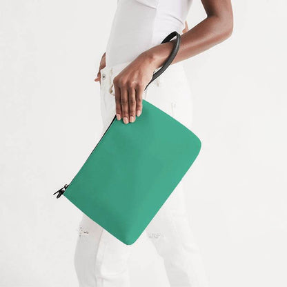 Medium Clear Blue-Green Zip Pouch (BGG1-CL-ME) - Side Holding