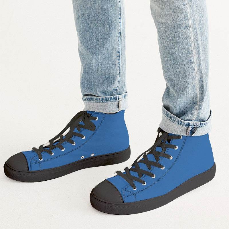 Medium Clear Blue Men's High-Top Canvas Sneakers (IB2-CL-ME) - Man CloseUp