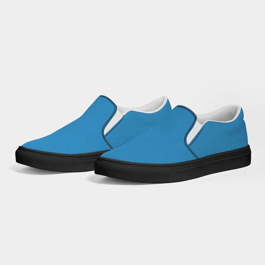 Medium Clear Blue Men's Slip-On Canvas Sneakers (B-CL-ME) - Side 3