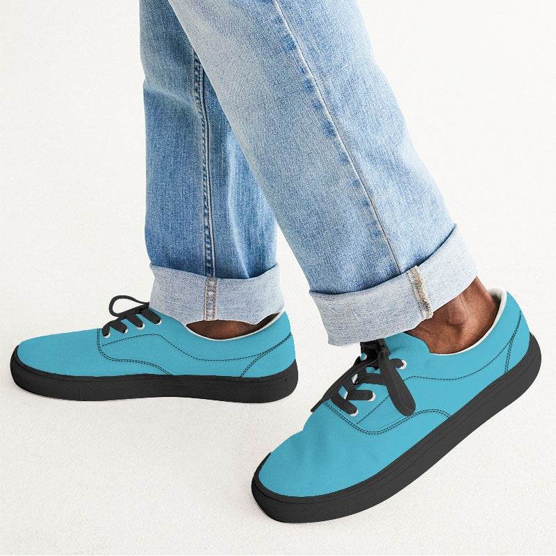 Medium Clear Cyan Men's Canvas Sneakers (BC3-CL-ME) - Man CloseUp