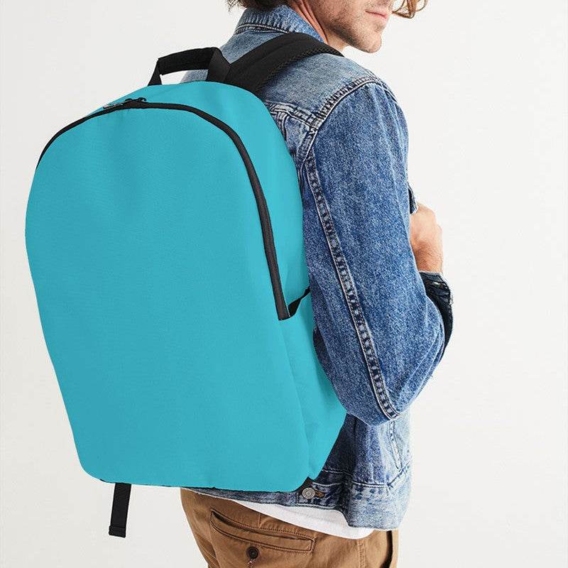 Medium Clear Cyan Waterproof Backpack (C-CL-ME) - Man CloseUp