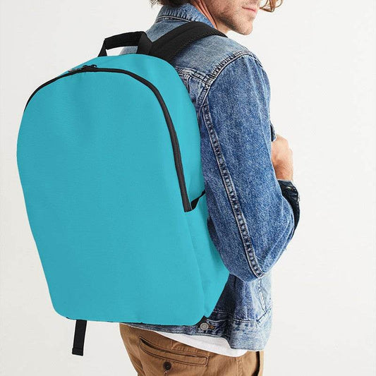 Medium Clear Cyan Waterproof Backpack (C-CL-ME) - Man CloseUp