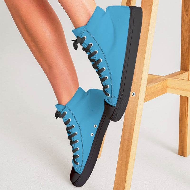Medium Clear Cyan Women's High-Top Canvas Sneakers (BC1-CL-ME) - Woman CloseUp