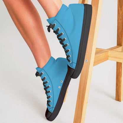 Medium Clear Cyan Women's High-Top Canvas Sneakers (BC1-CL-ME) - Woman CloseUp