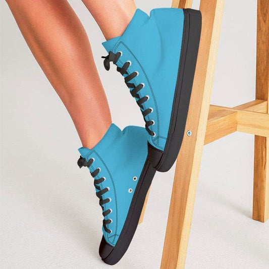 Medium Clear Cyan Women's High-Top Canvas Sneakers (BC2-CL-ME) - Woman CloseUp