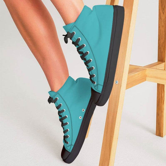 Medium Clear Cyan Women's High-Top Canvas Sneakers (CBG1-CL-ME) - Woman CloseUp