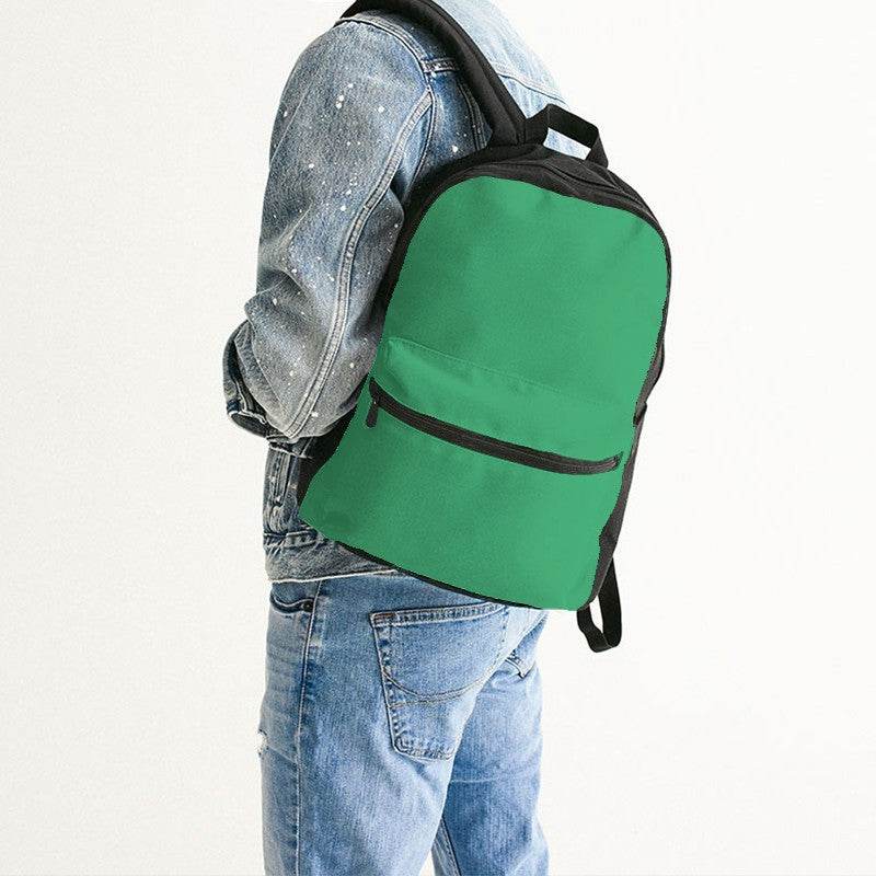 Medium Clear Green Canvas Backpack (BGG3-CL-ME) - Man Back CloseUp