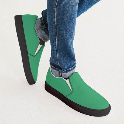 Medium Clear Green Men's Slip-On Canvas Sneakers (BGG3-CL-ME) - Man CloseUp
